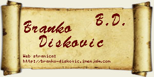 Branko Dišković vizit kartica